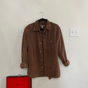 Brown corduroy button down light jacket